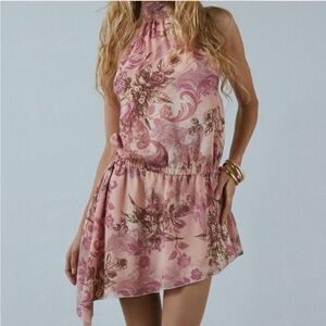 Floral Pink Halter Dress